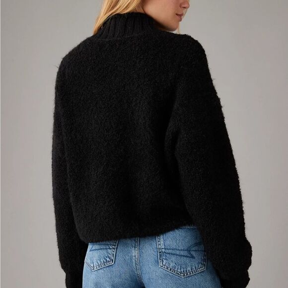 AE Bouclé Mock Neck Sweater Black M - Picture 2 of 6